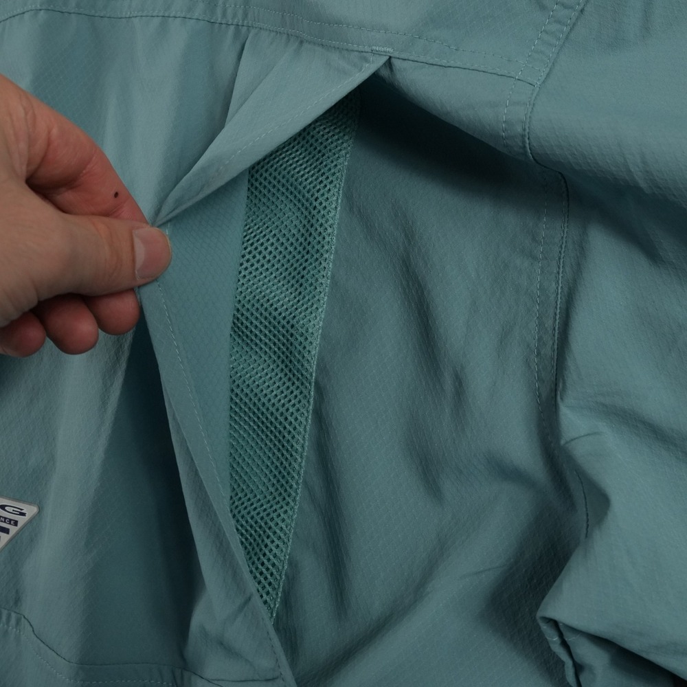Columbia PFG Button Up Shirt Mens L Blue Green Omni-Shade Ripstop Vented Fishing - Picture 7 of 11